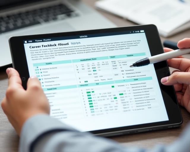 A personalized feedback report on a tablet in a coaching setting